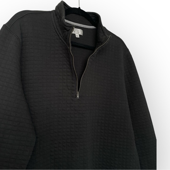 Sons Of Fortune Black Textured Grid Quilted Quarter-Zip Pullover Sweater XL - Picture 3 of 9